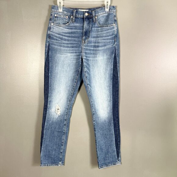 Madewell High Rise Slim Boyjean Raebrook 26 Tall Distressed Eco‎ Preppy Festival - Picture 1 of 10